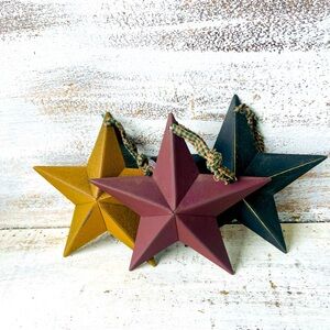 *5.5” Metal Primitive Star Ornaments Set of 3